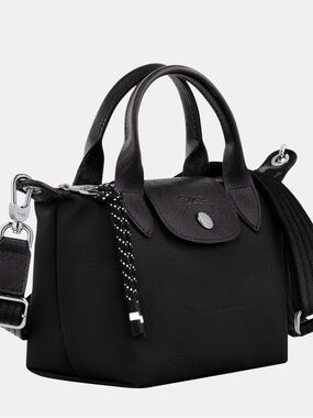 Longchamp Mini Black Nylon Top-Handle Crossbody Bag